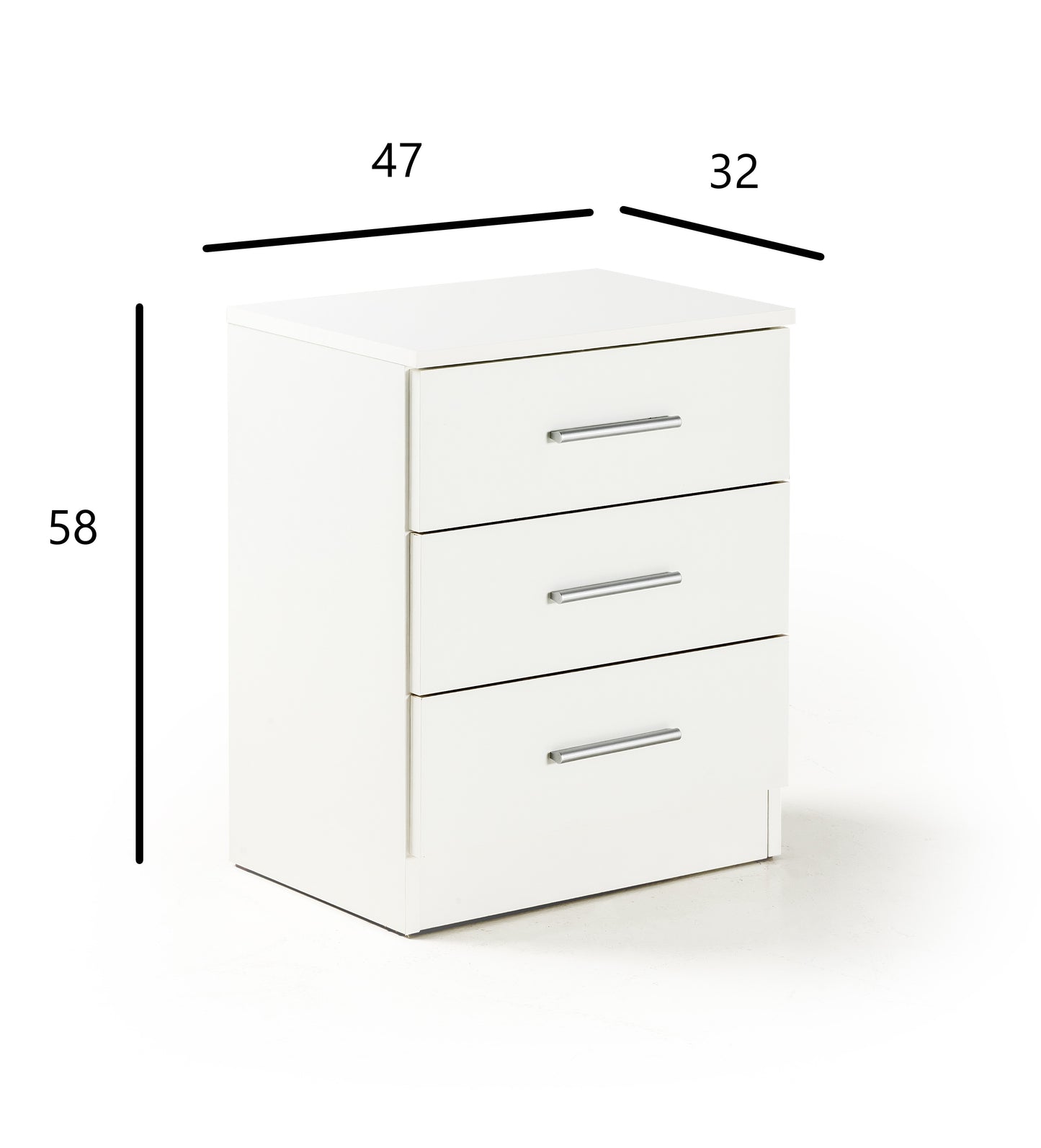 Mesita 3 cajones blanca