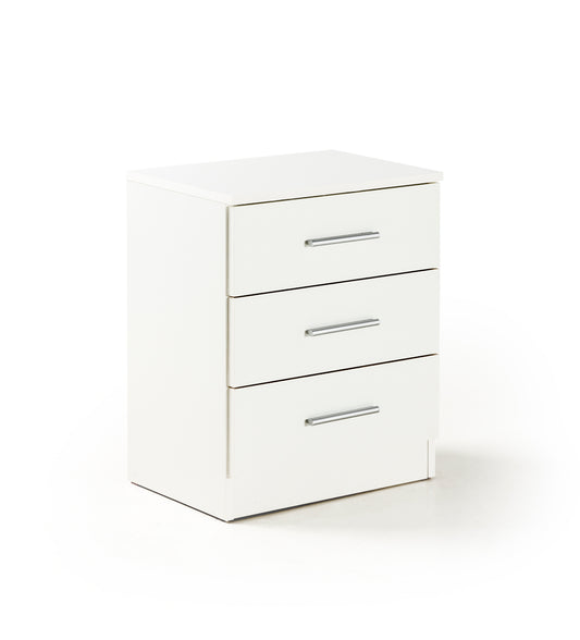Mesita 3 cajones blanca