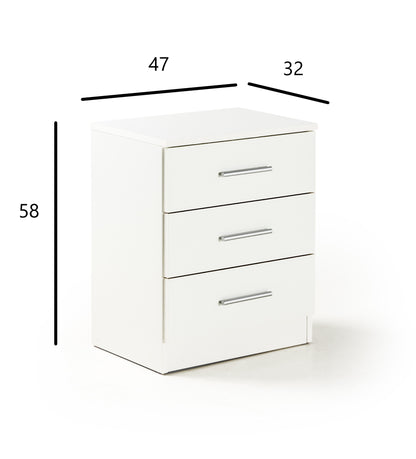 Mesita 3 cajones blanca