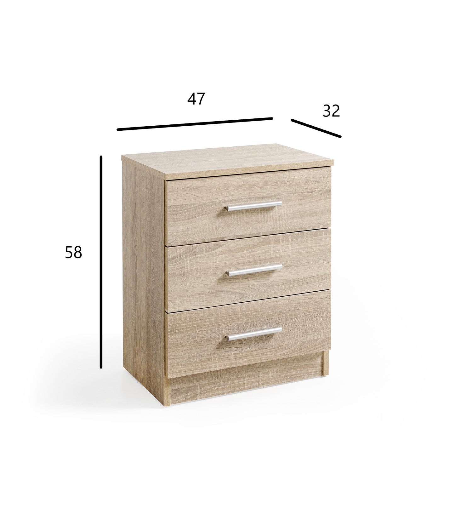 Mesita 3 cajones roble cambrian