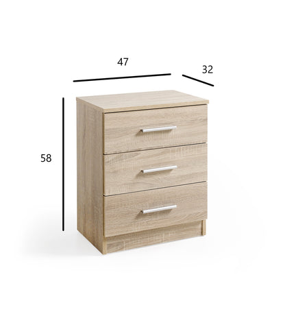 Mesita 3 cajones roble cambrian